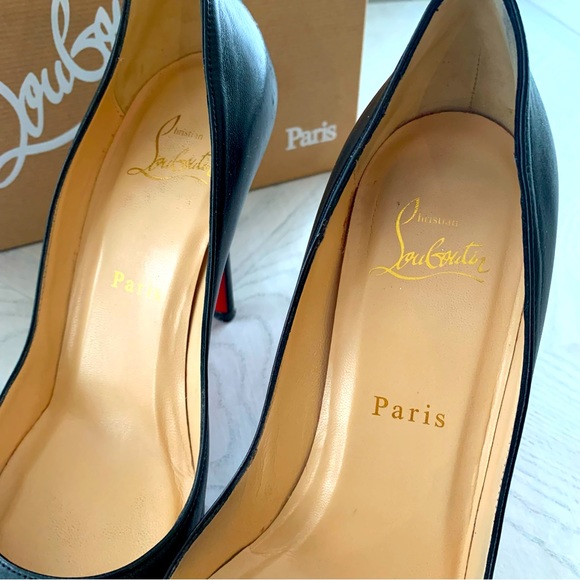 Christian Loubotutin Apostrophy Leather Pointed Red Sole Pump size 37 Black - Picture 3 of 10